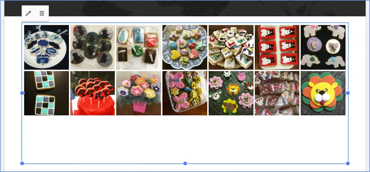 An Instagram grid in a Google Sites embed box stretched to full width