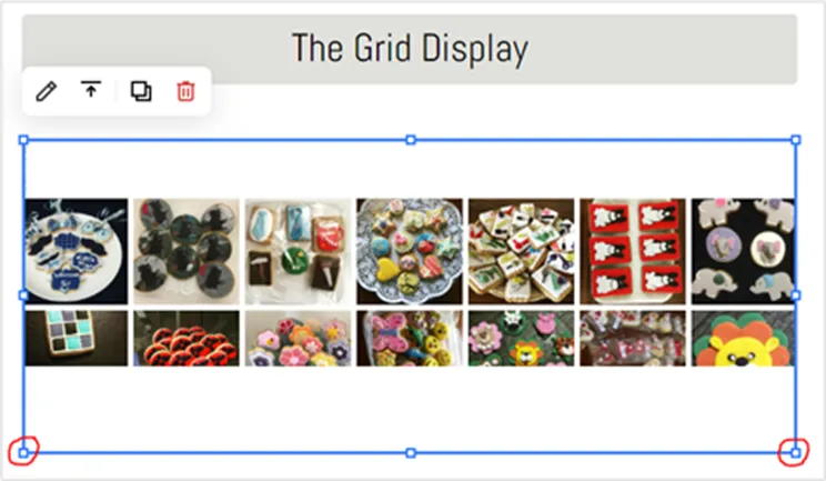 An Instagram grid in a Squarespace Embed block with resize handles