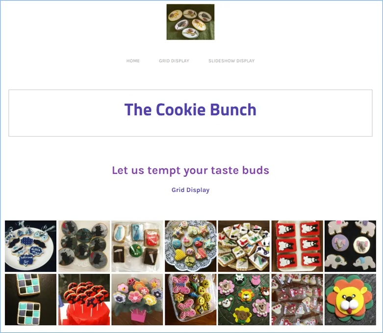A published Weebly page with an Instagram grid